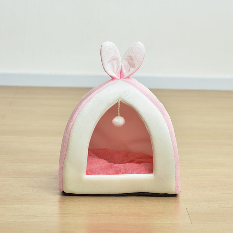 Cozy Enclosed Winter Pet House Nest Bed